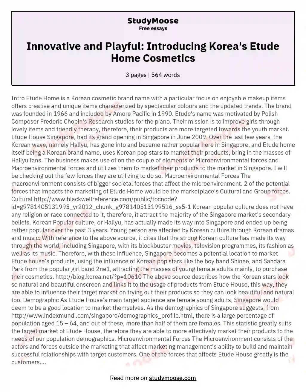 Innovative and Playful: Introducing Korea's Etude Home Cosmetics essay