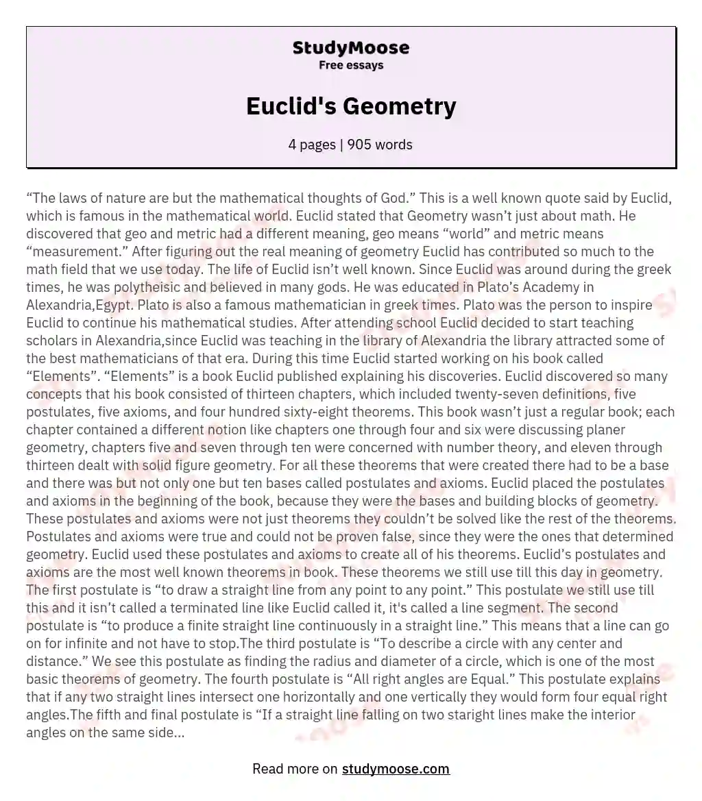 Euclid's Geometry
