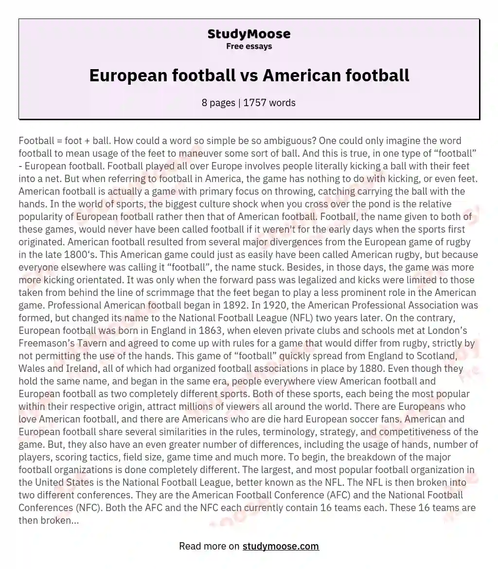 European football vs American football