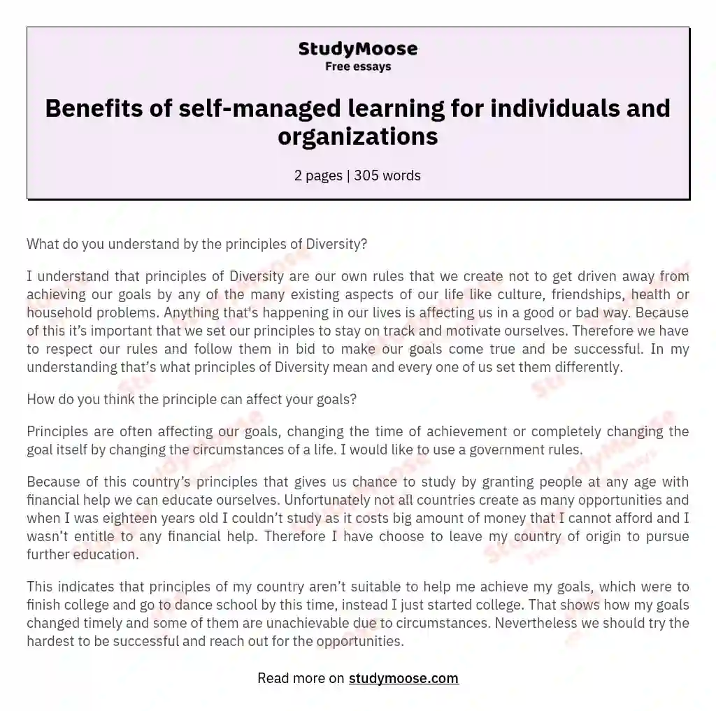 Benefits of self-managed learning for individuals and organizations essay