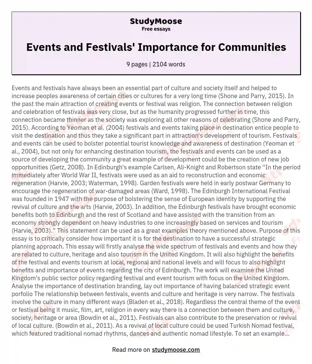 relevance of festivals