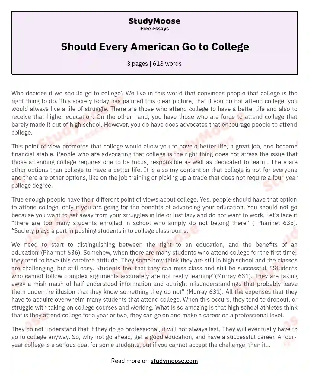 Should Every American Go to College essay