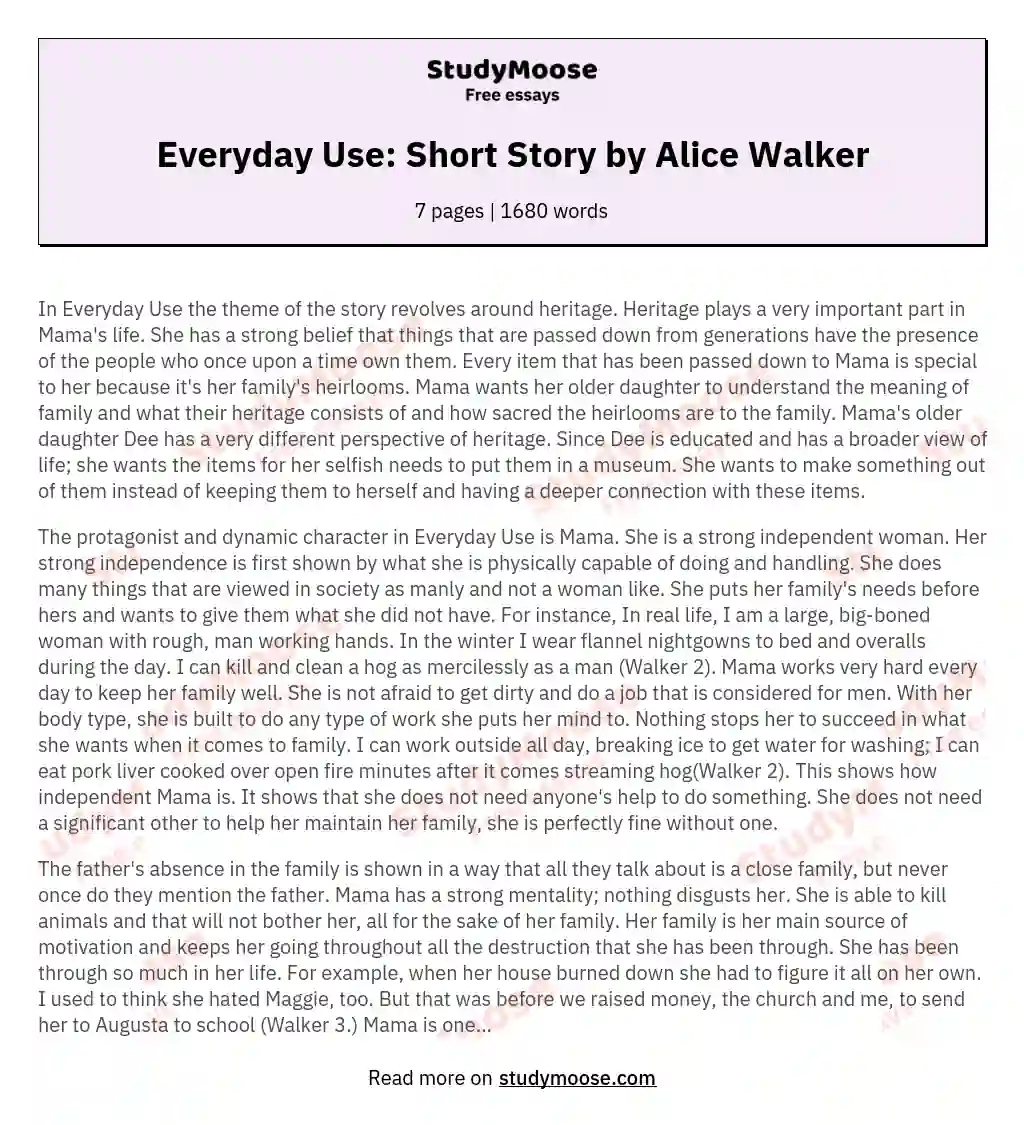 Everyday Use: Short Story by Alice Walker