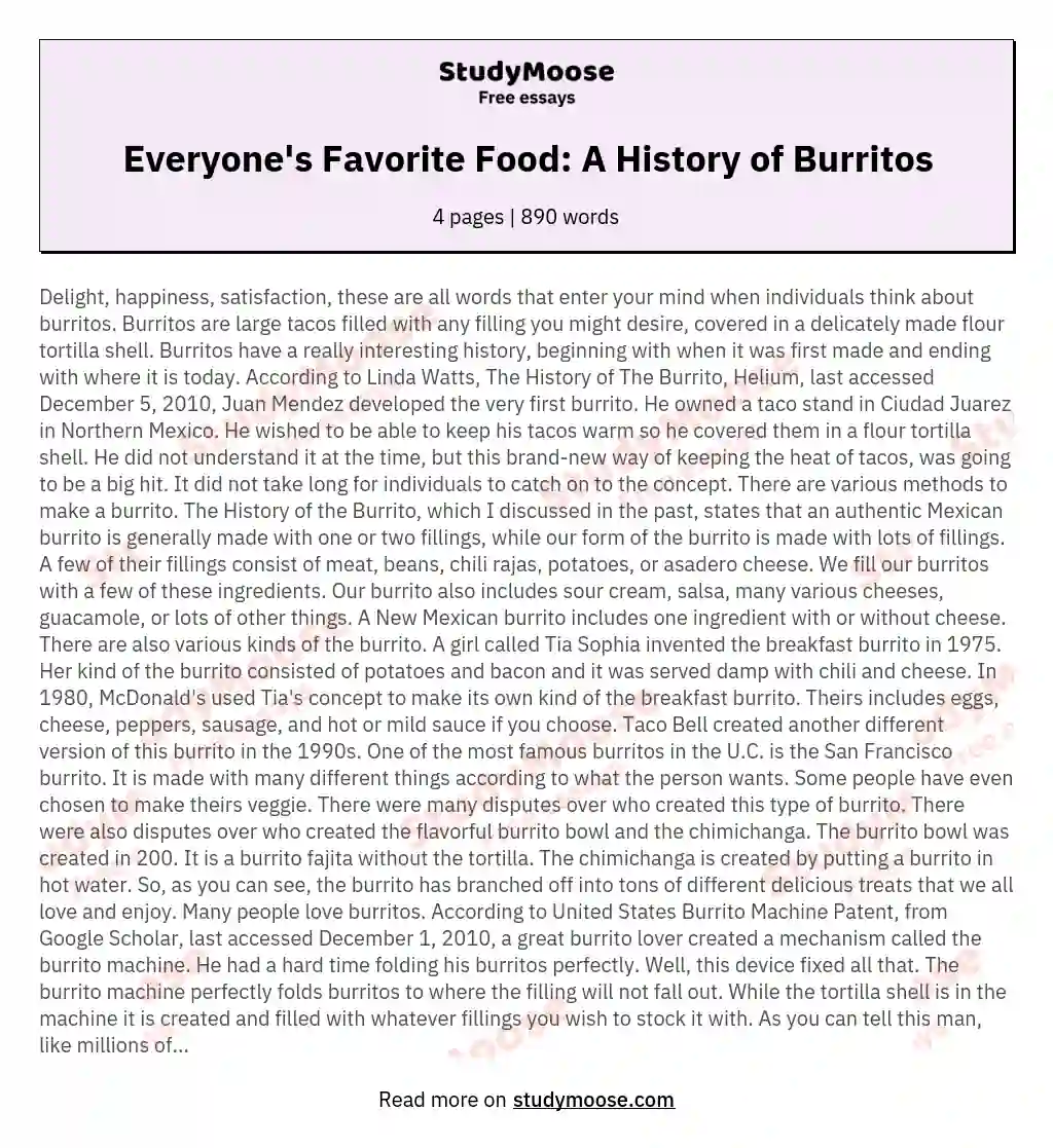 Everyone's Favorite Food: A History of Burritos