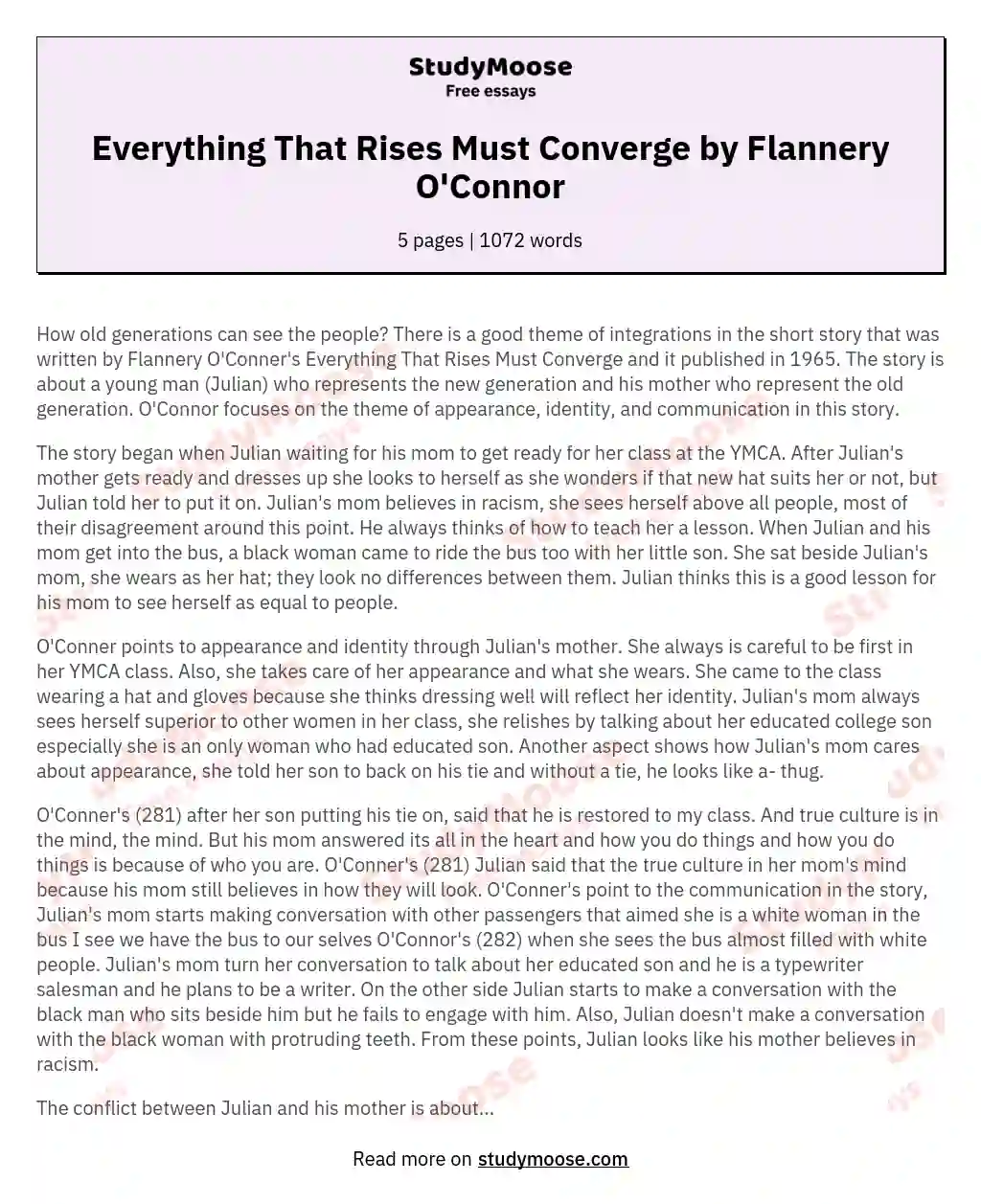 everything that rises must converge short story