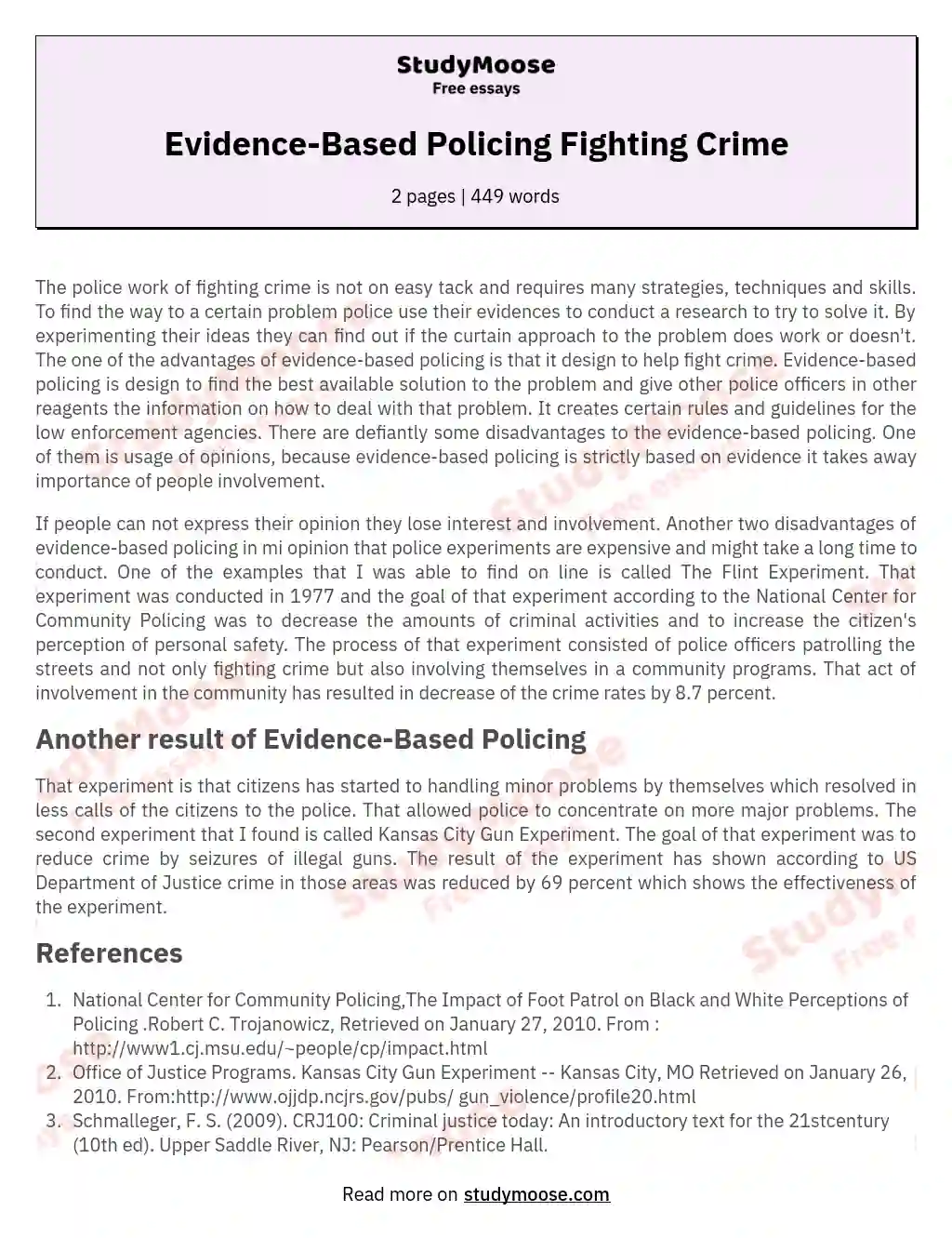Evidence-Based Policing Fighting Crime