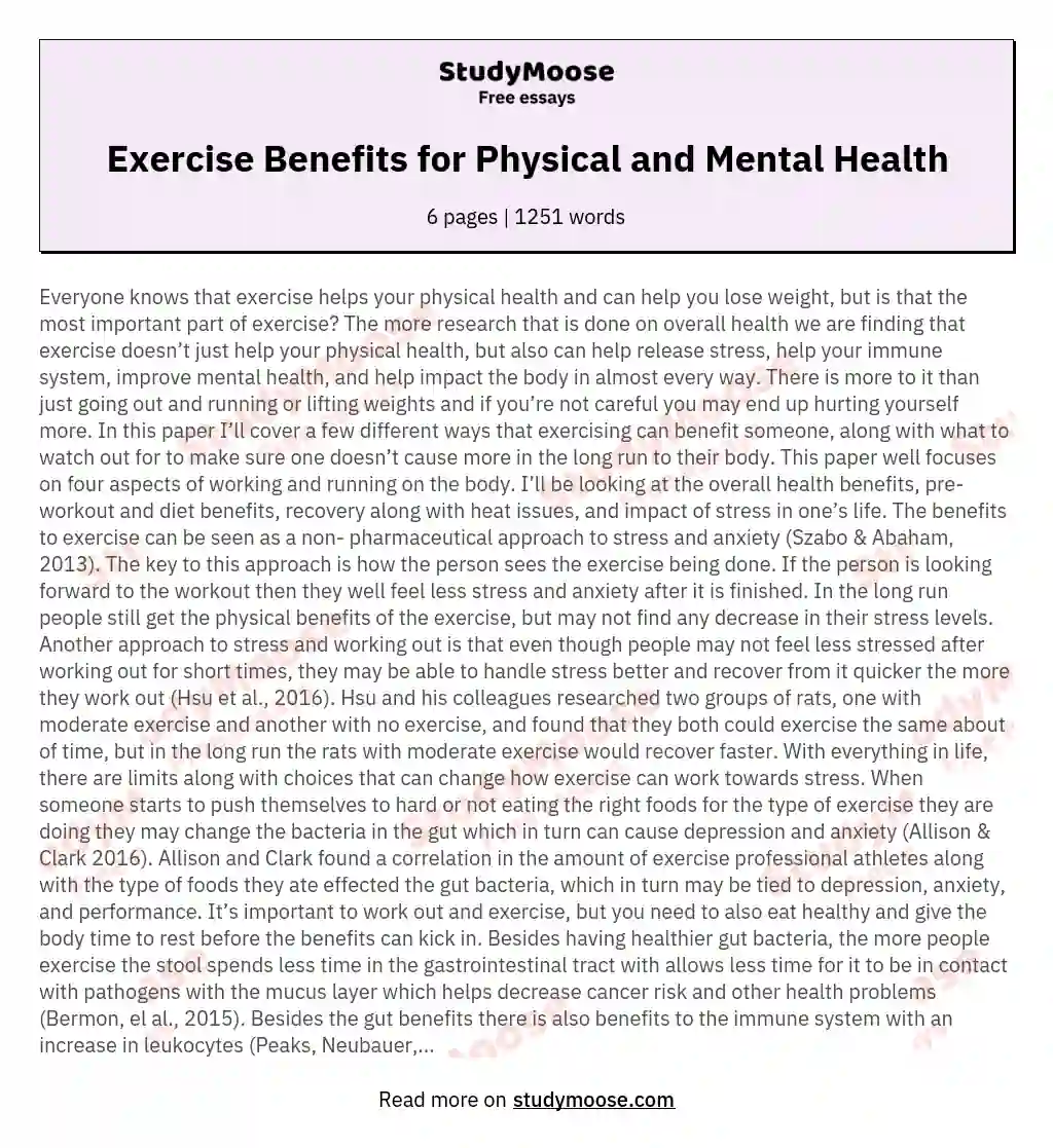 Exercise Benefits for Physical and Mental Health