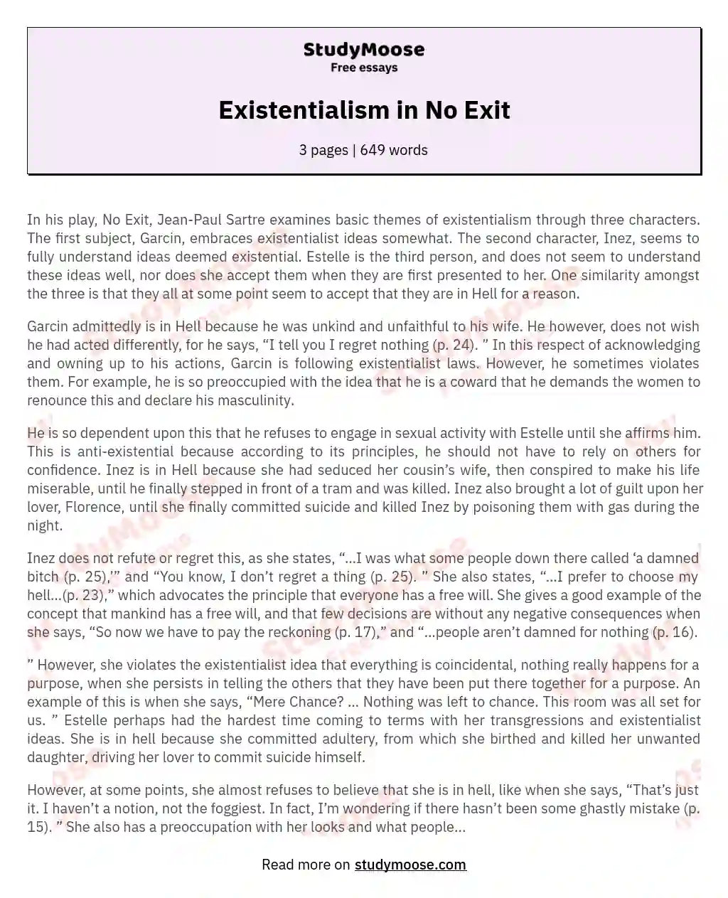 no exit existentialism