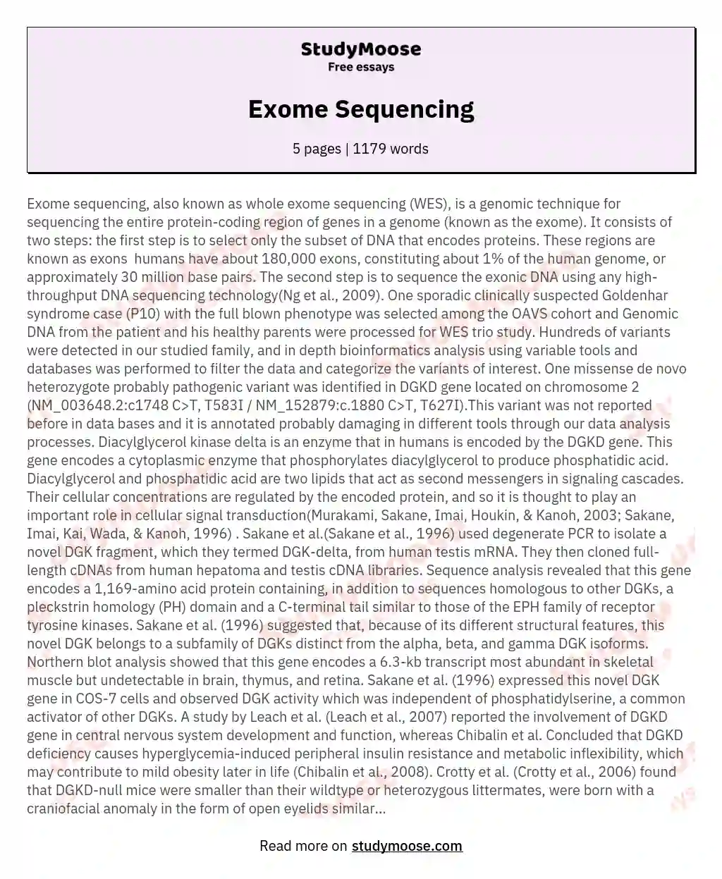 Exome Sequencing essay