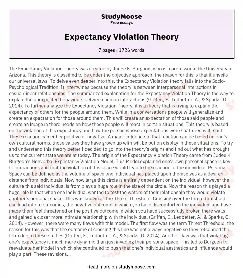Expectancy Violation Theory essay
