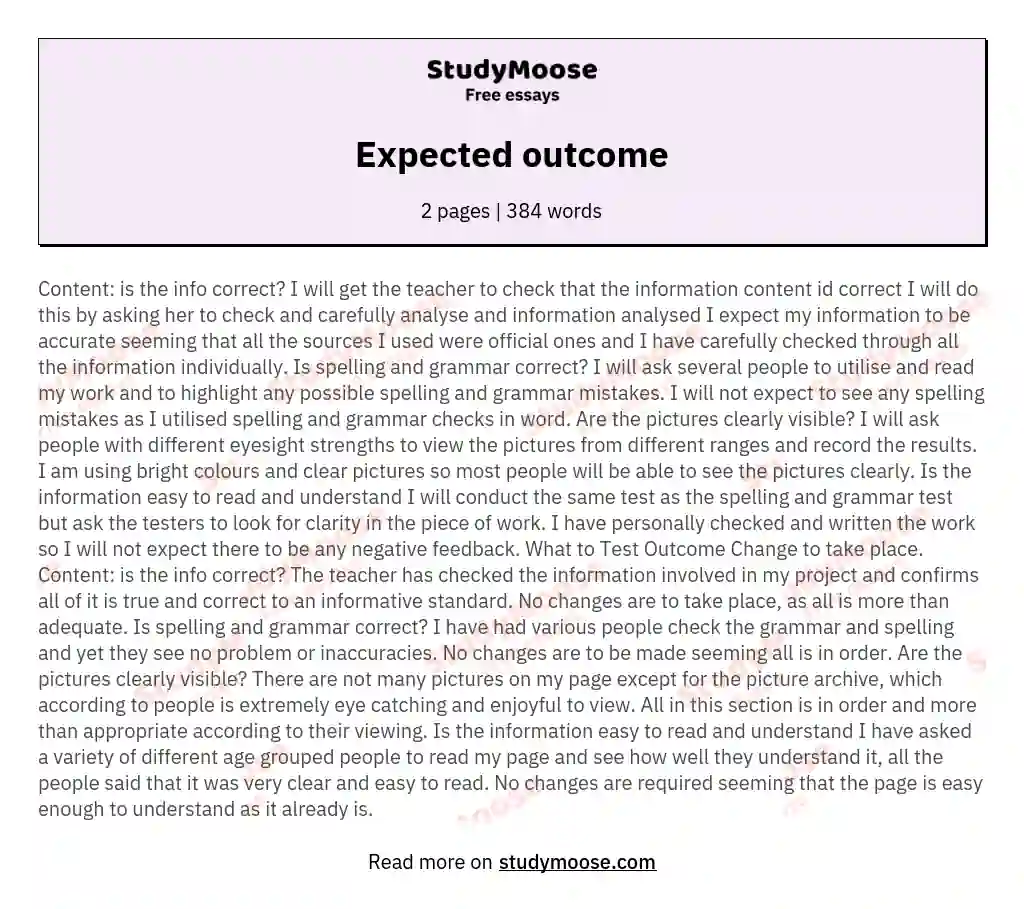 outcome thesis examination