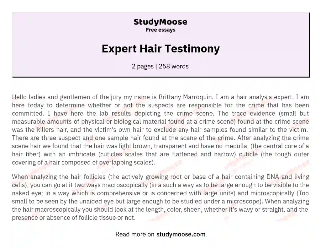 Expert Hair Testimony
