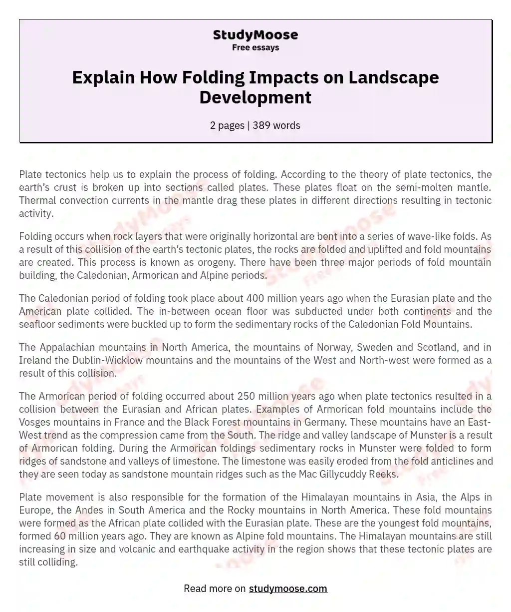 Explain How Folding Impacts on Landscape Development essay