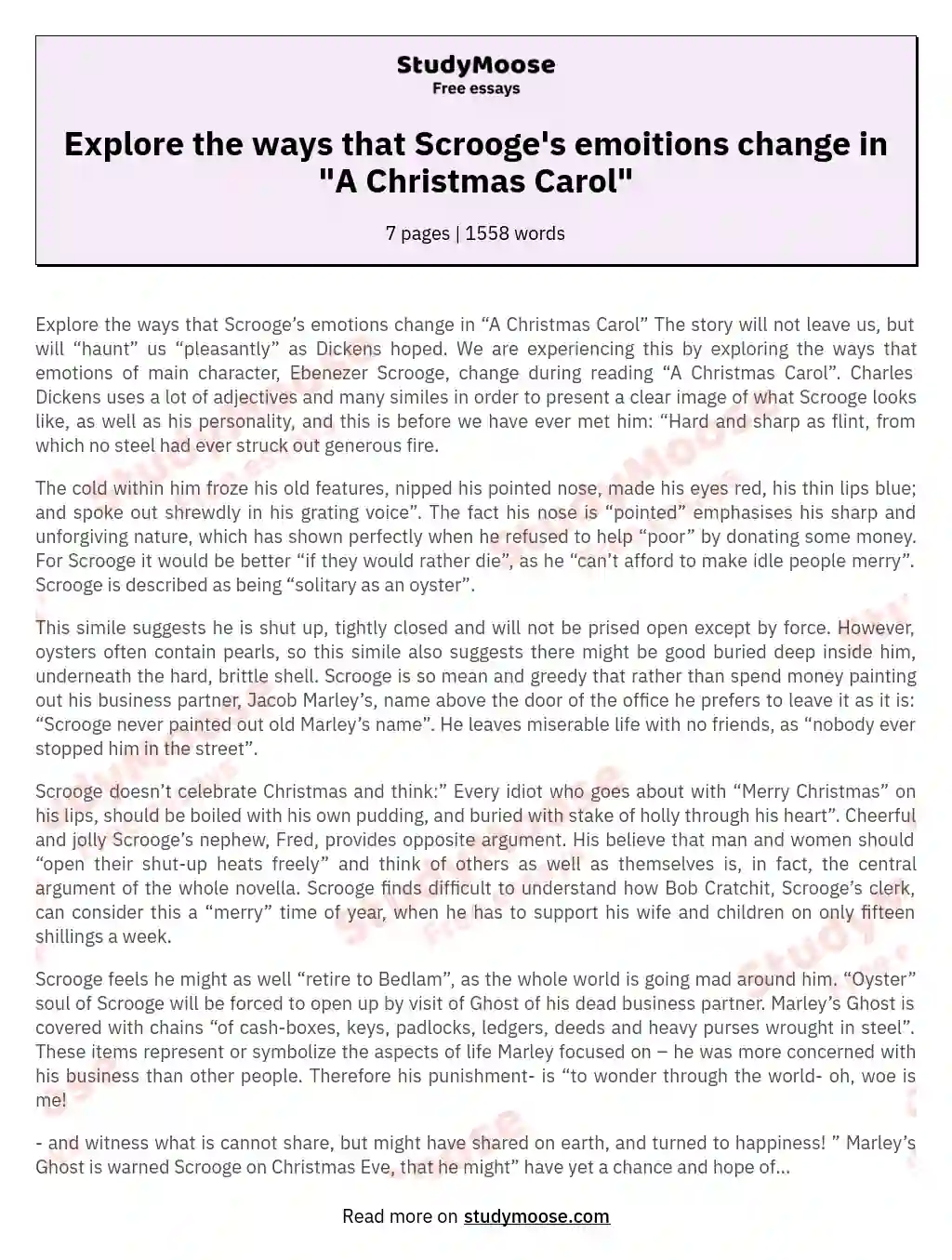a christmas carol scrooge's transformation essay