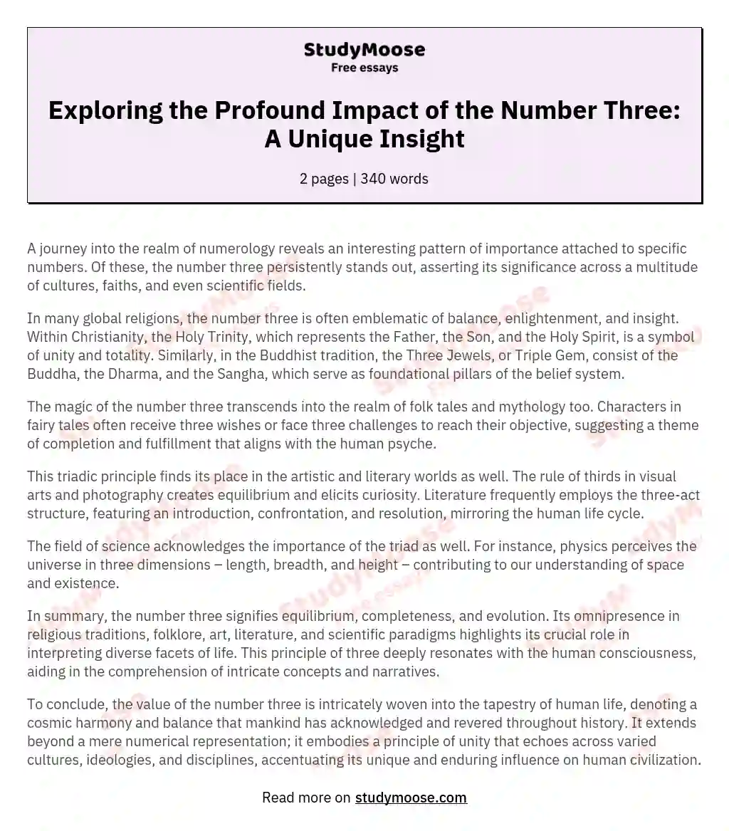 Exploring the Profound Impact of the Number Three: A Unique Insight essay