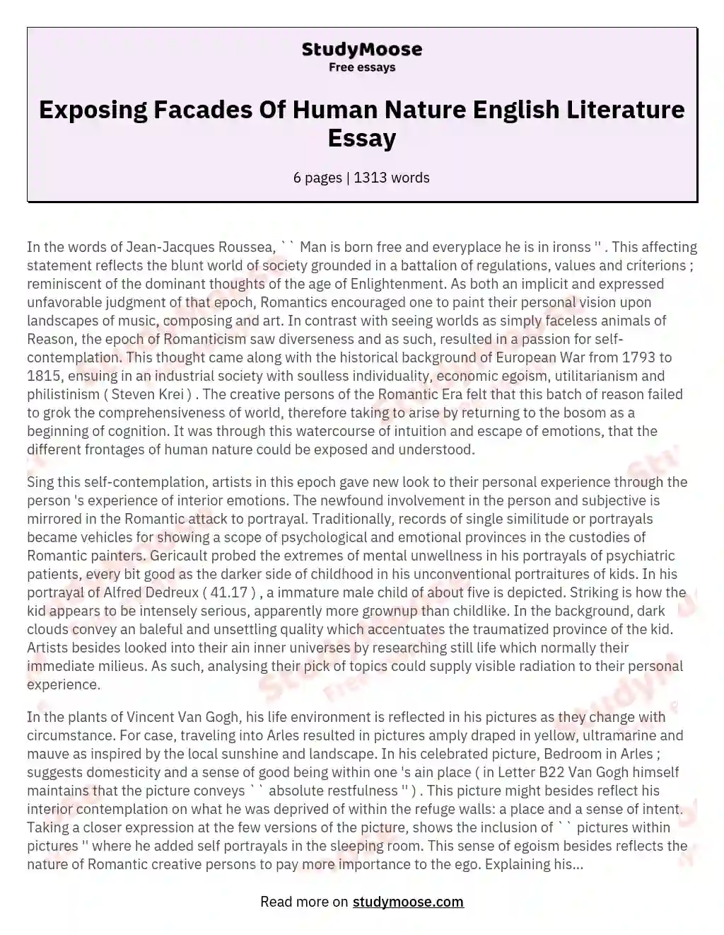 Exposing Facades Of Human Nature English Literature Essay essay