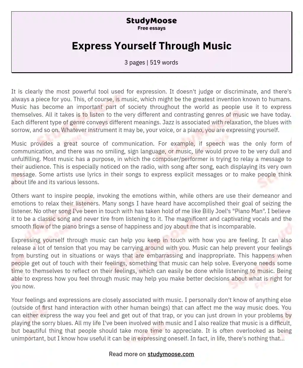 Express Yourself Through Music essay