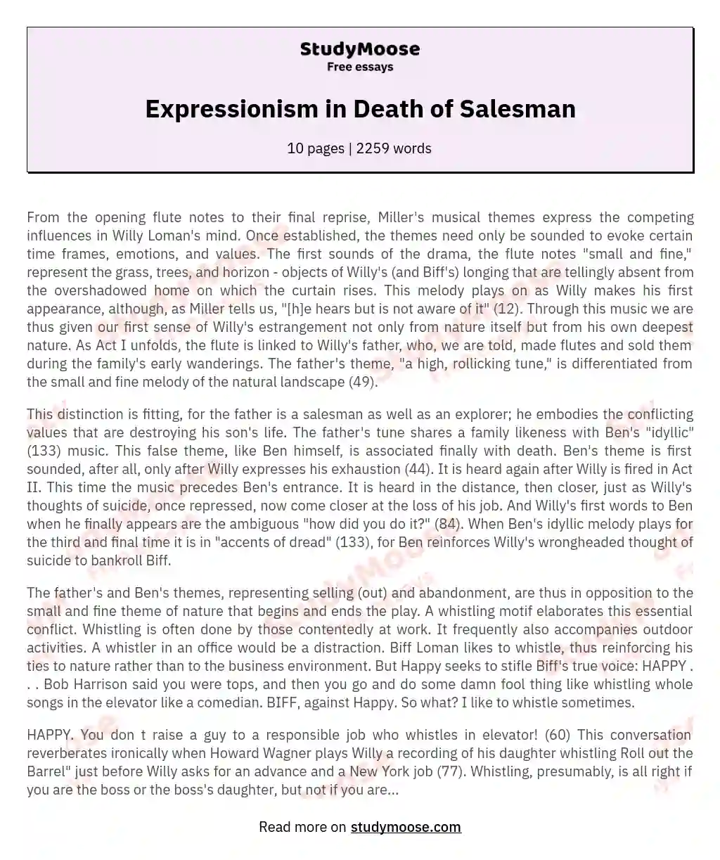 Expressionism in Death of Salesman essay