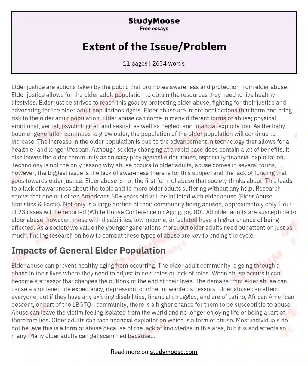 Extent of the Issue/Problem essay