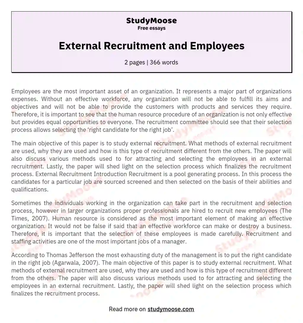 External Recruitment and Employees essay