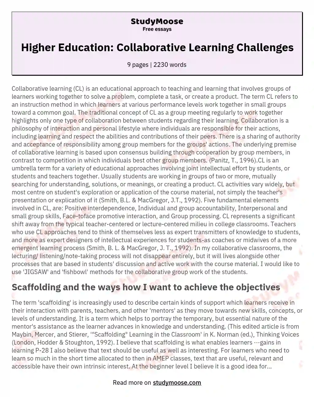 essay on relationship building and shared learning pdf