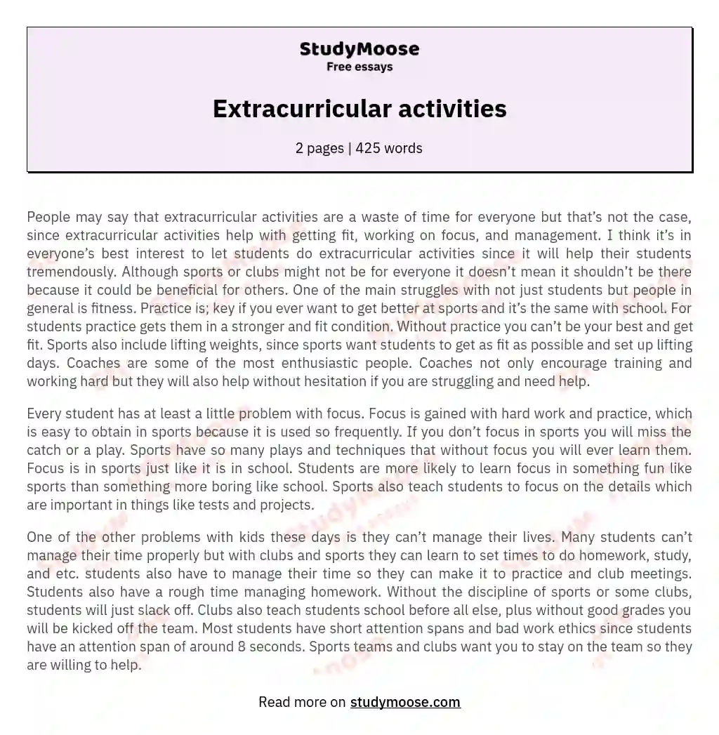 Extracurricular activities essay