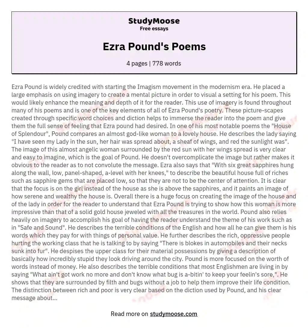 Ezra Pound's Poems essay