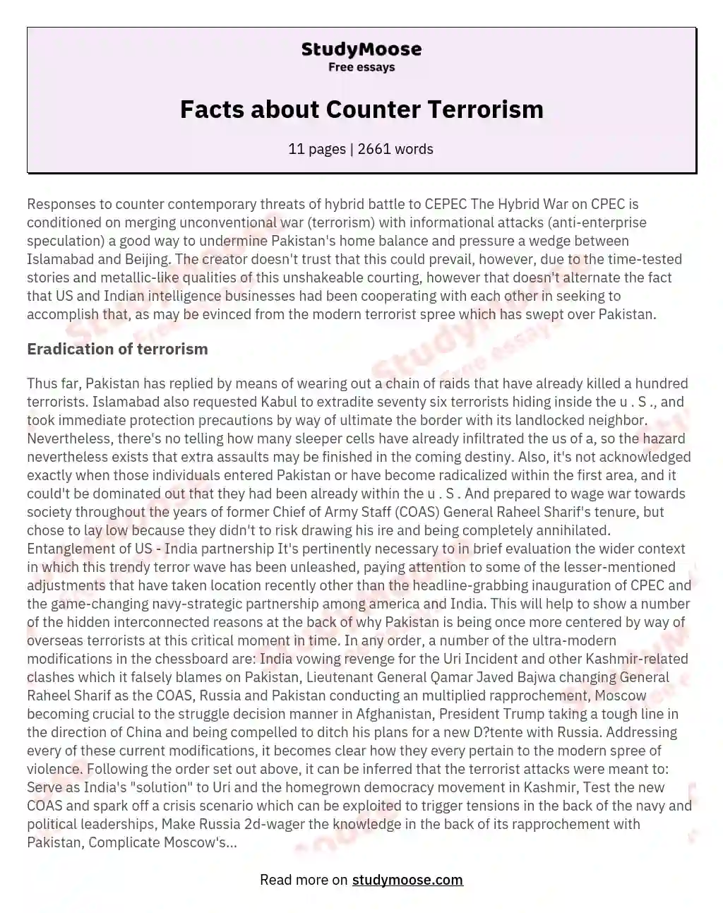 Facts about Counter Terrorism