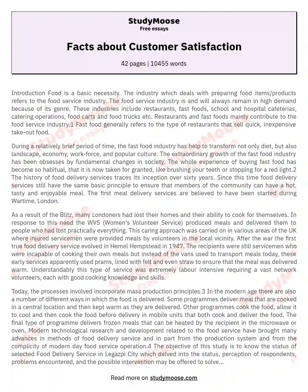 Facts about Customer Satisfaction