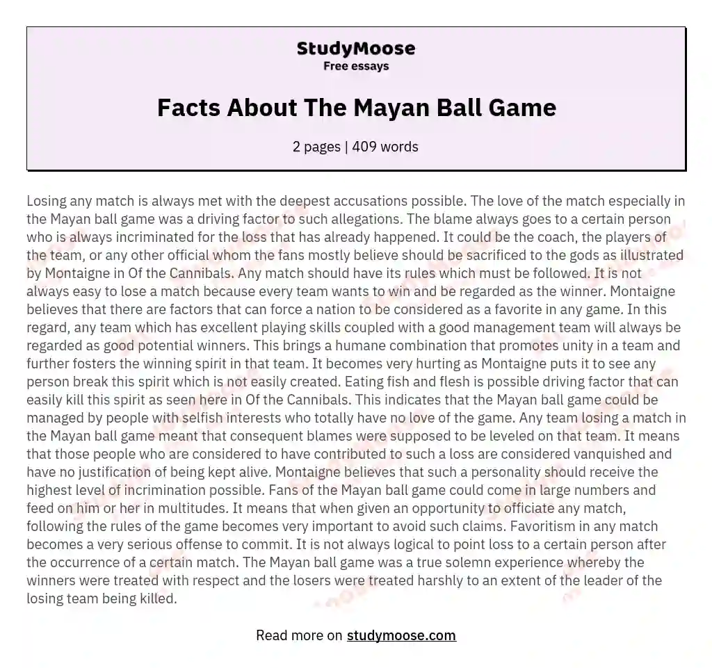 Facts About The Mayan Ball Game