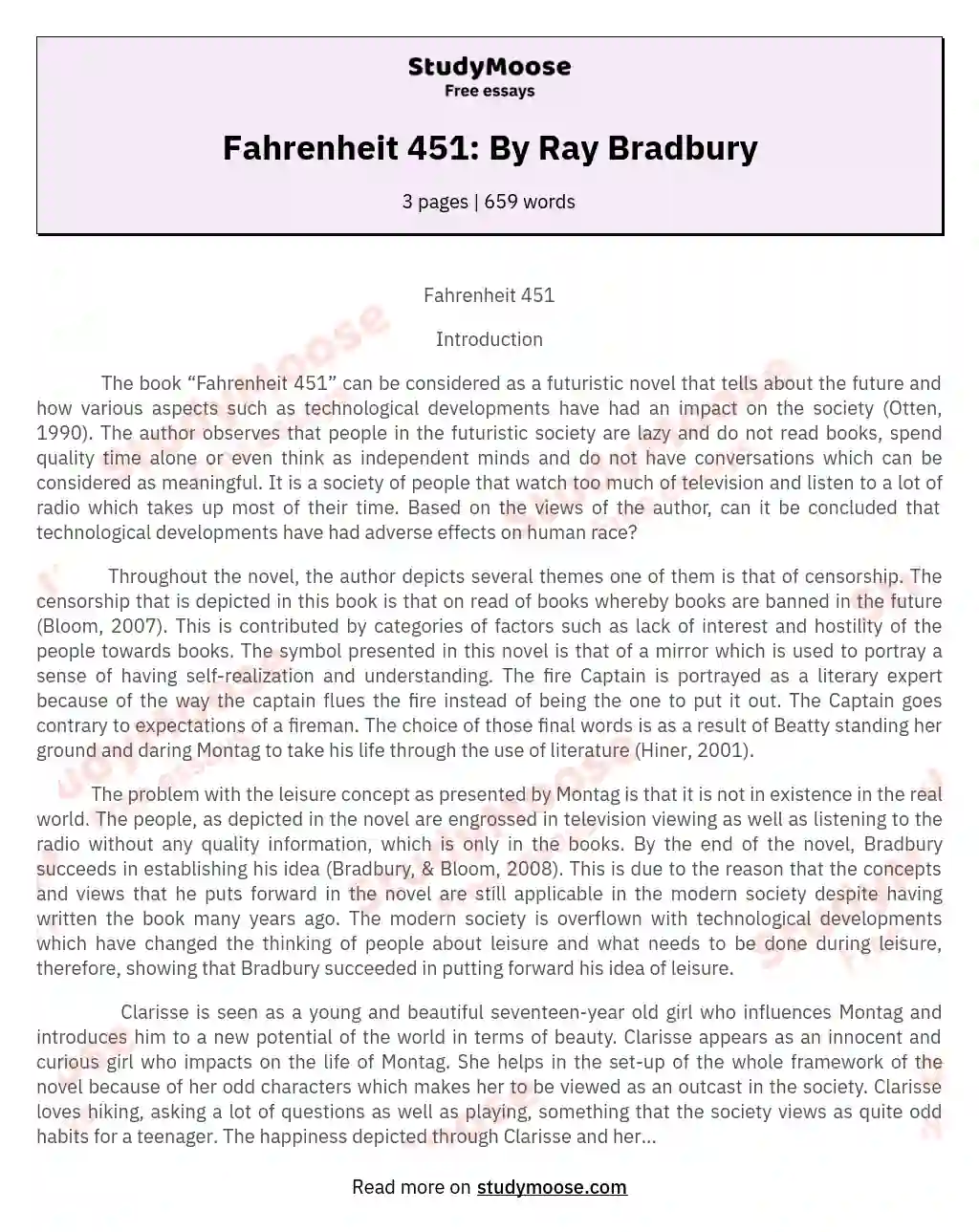 Fahrenheit 451: By Ray Bradbury