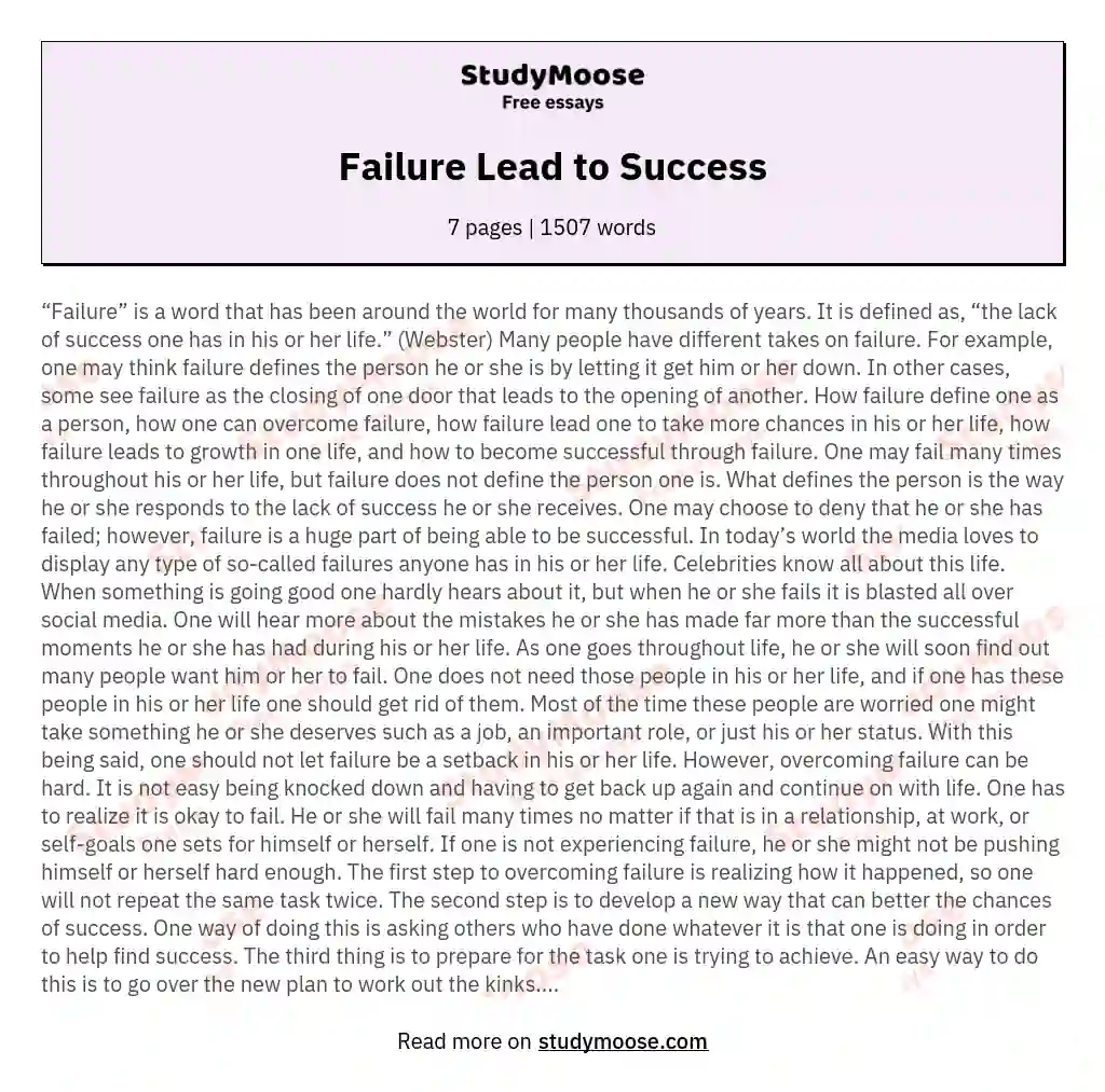 essay about failure leads to success