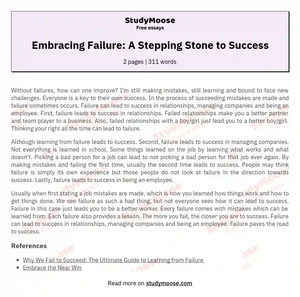 Embracing Failure: A Stepping Stone to Success essay