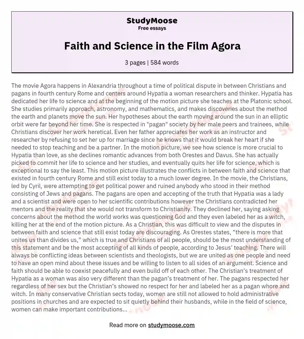 Faith and Science in the Film Agora
