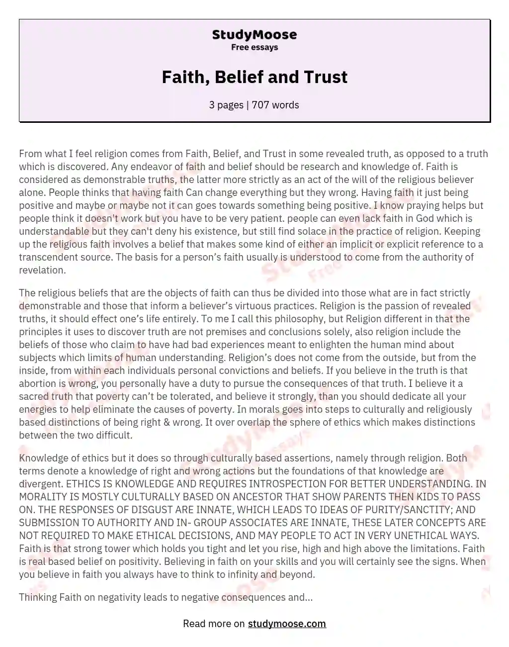 Faith, Belief and Trust essay