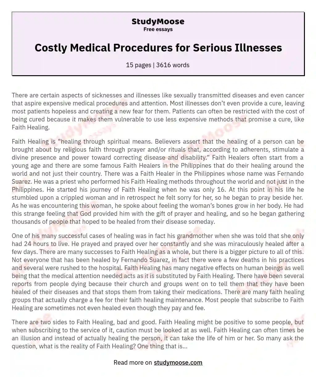 Costly Medical Procedures for Serious Illnesses