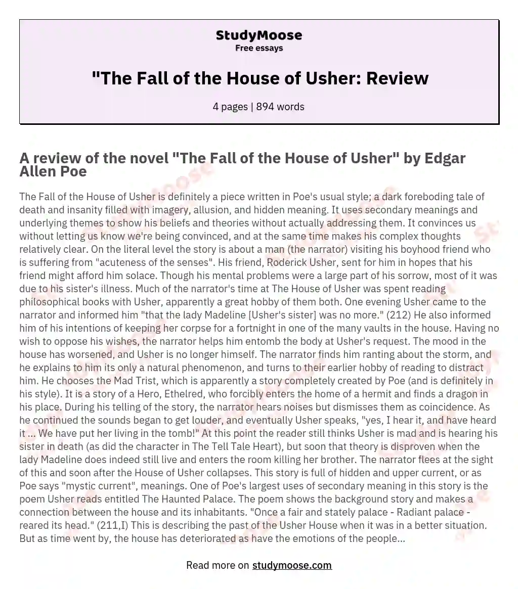 "The Fall of the House of Usher: Review essay