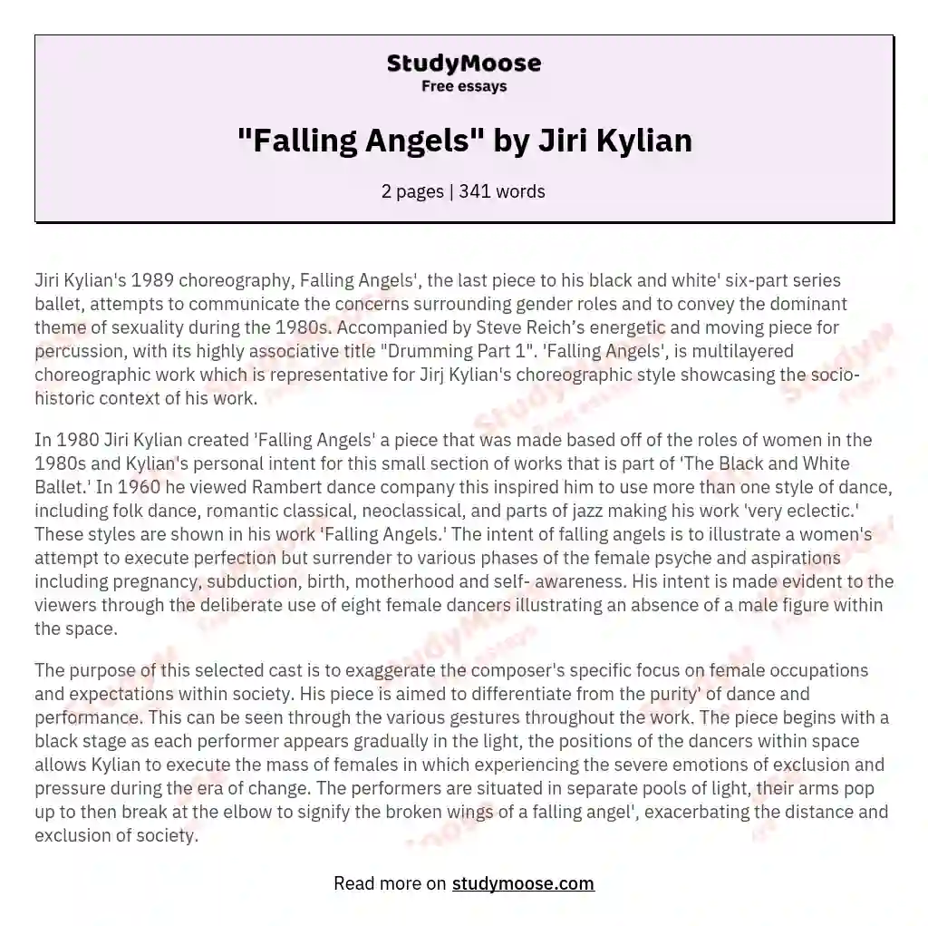 "Falling Angels" by Jiri Kylian essay