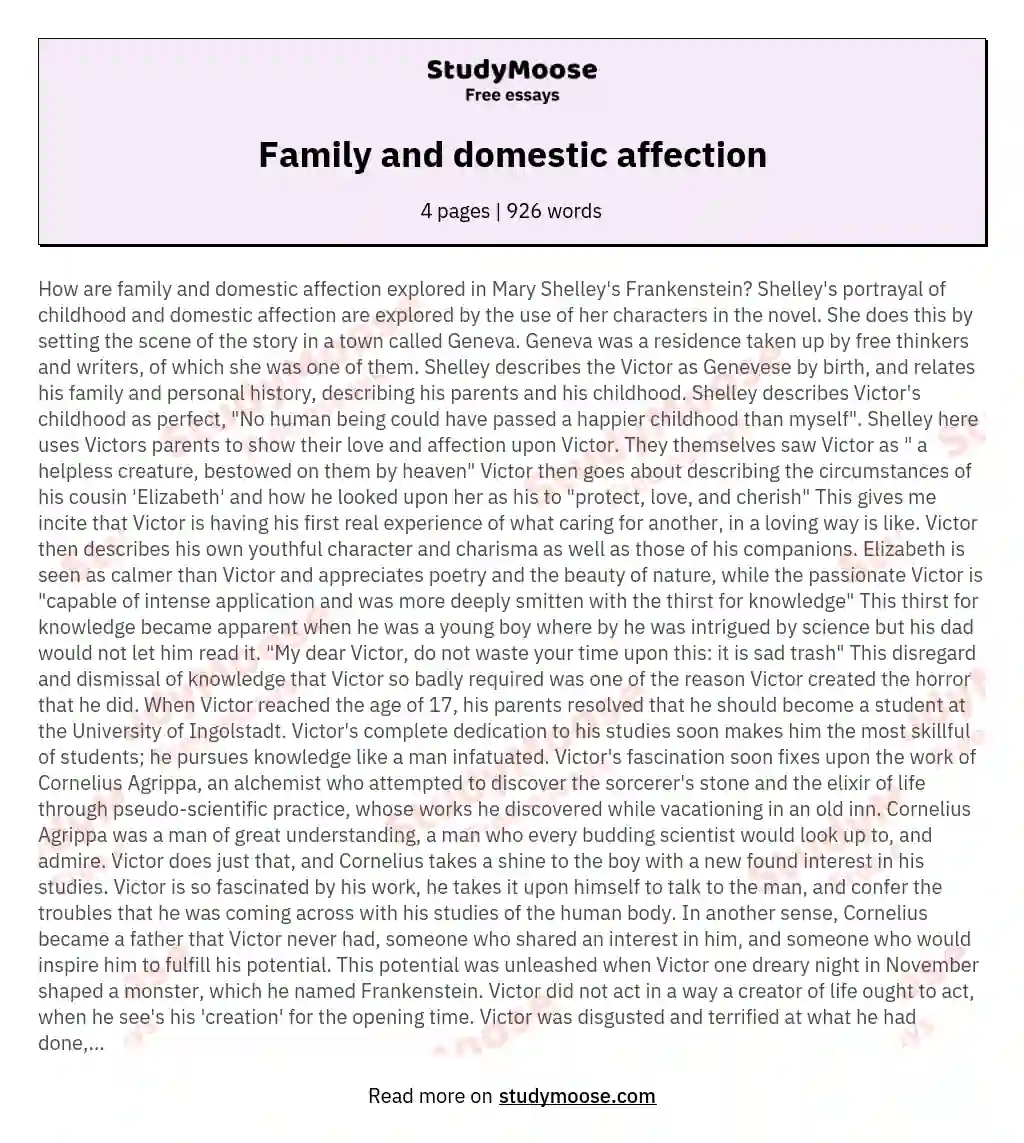 Family and domestic affection essay