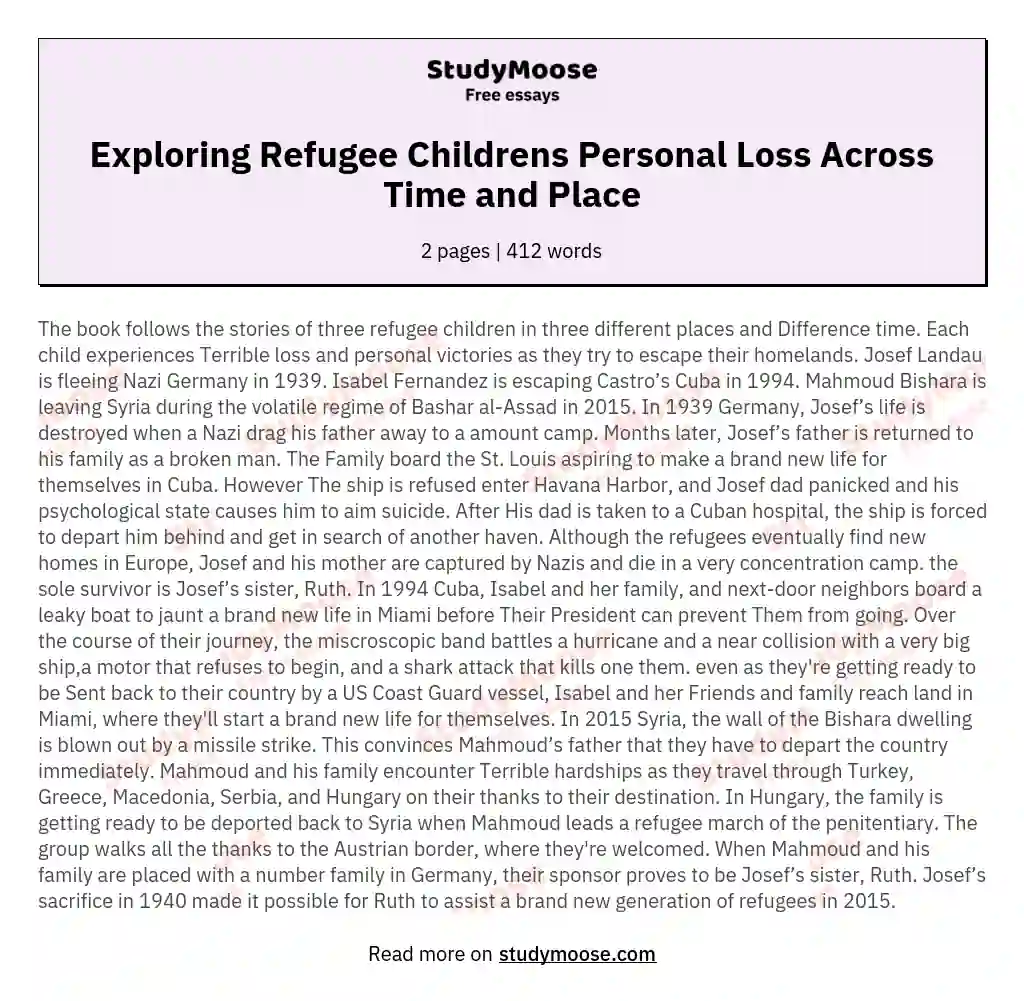 Exploring Refugee Childrens Personal Loss Across Time and Place essay