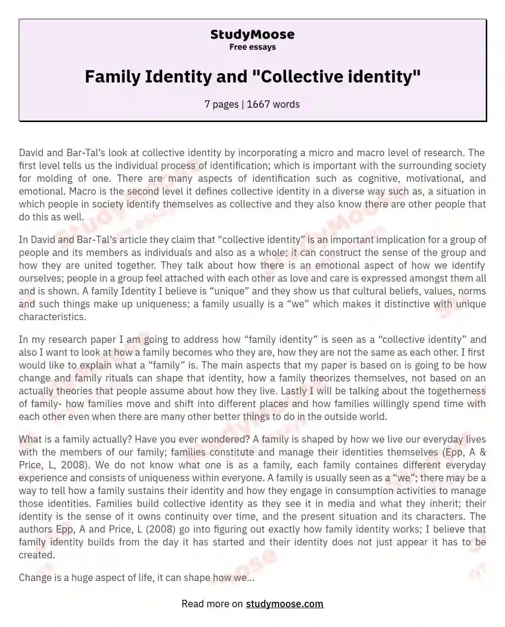 Family Identity and "Collective identity"
