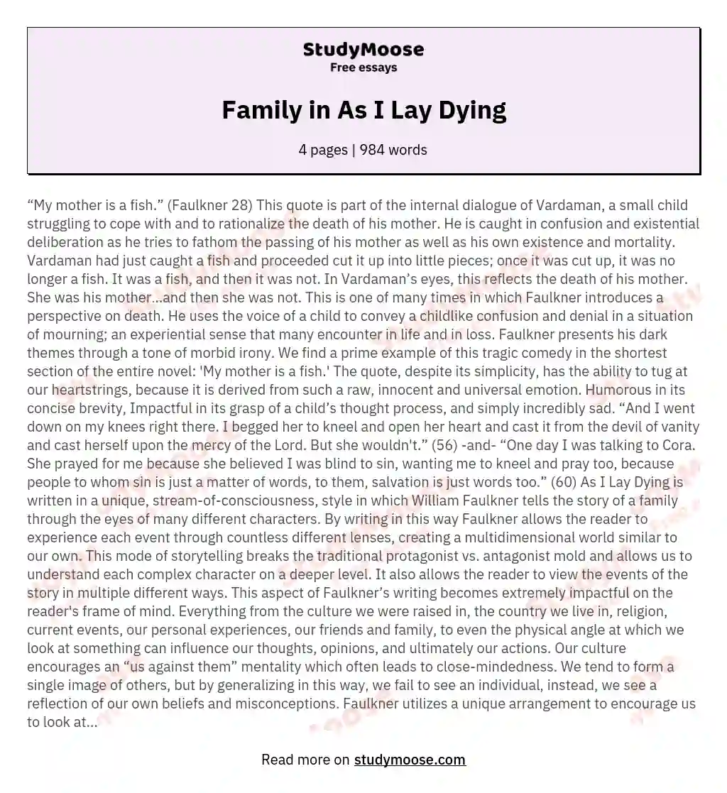 Family in As I Lay Dying
