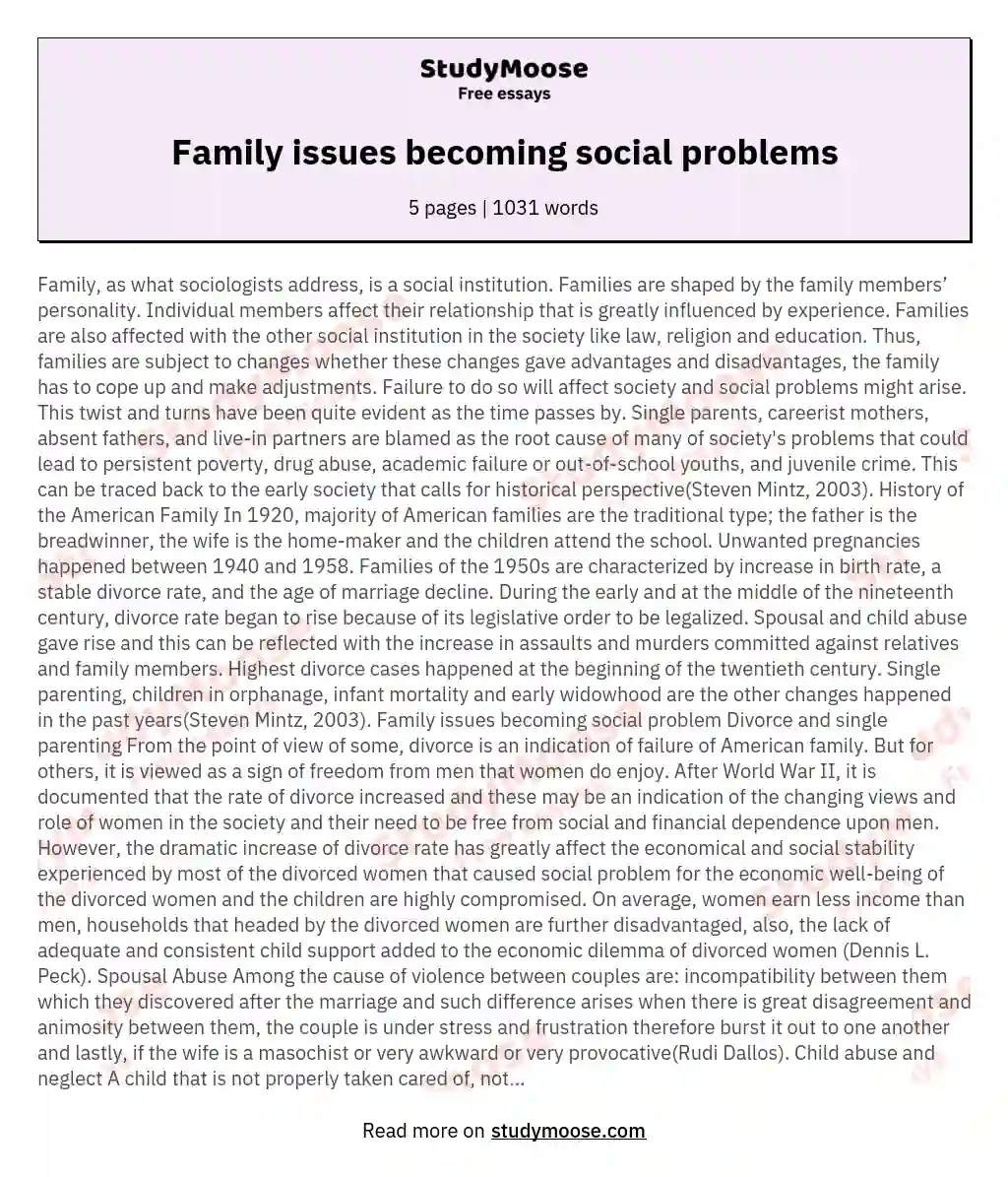 essay in family problem