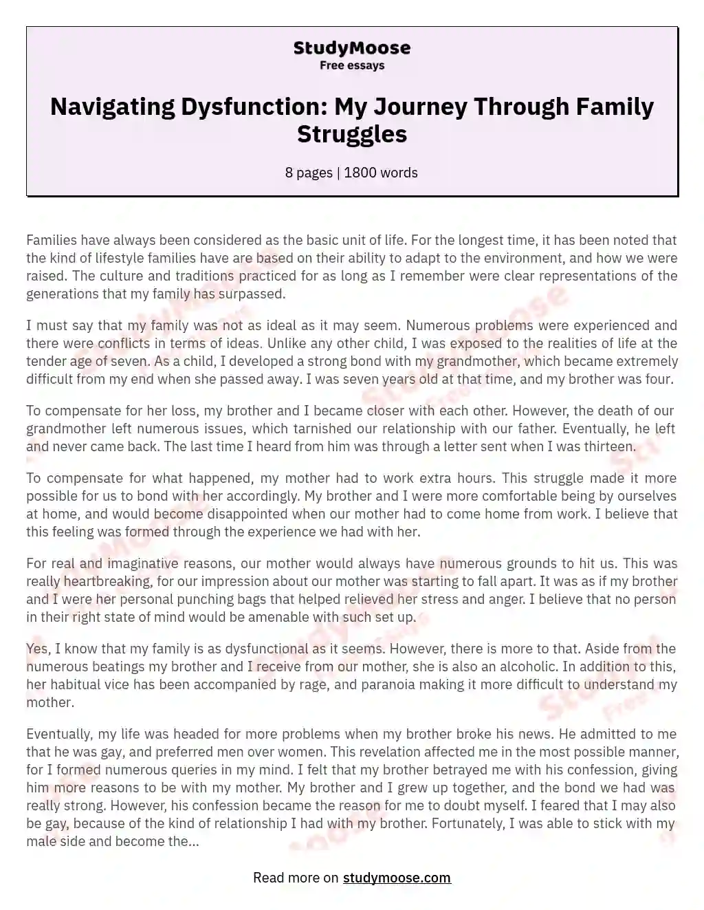 Navigating Dysfunction: My Journey Through Family Struggles essay