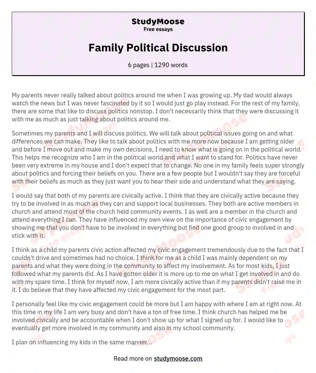 Family Political Discussion essay