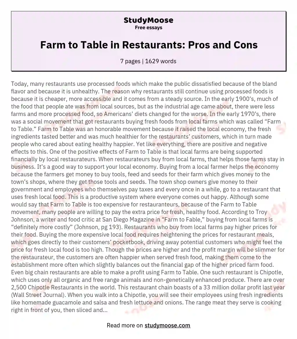 Farm to Table Defined