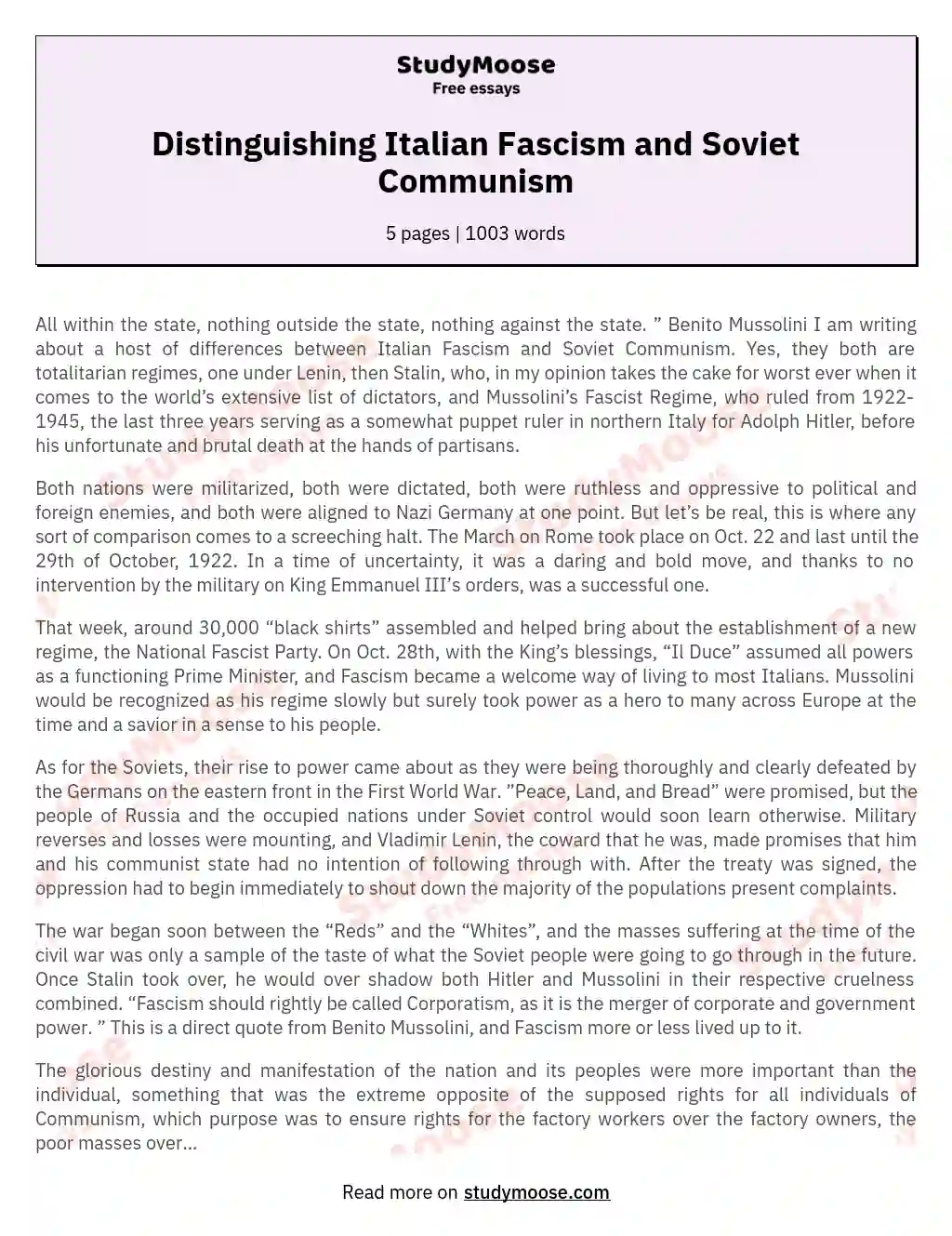 essay about communism