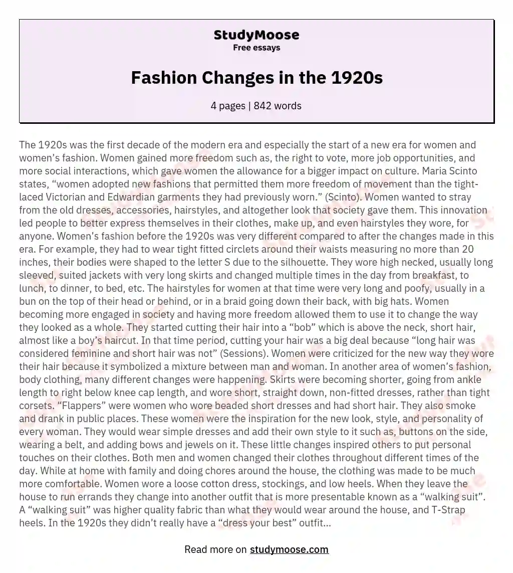 thesis statement 1920s fashion
