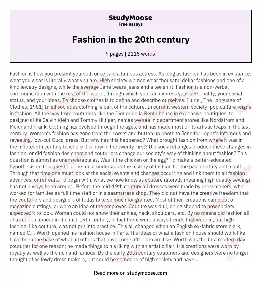 Fashion in the 20th century