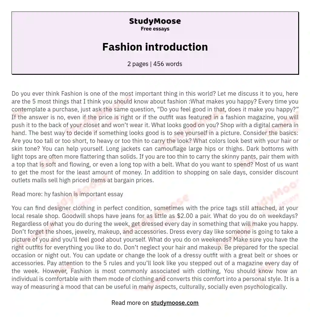 fashion trends style essay